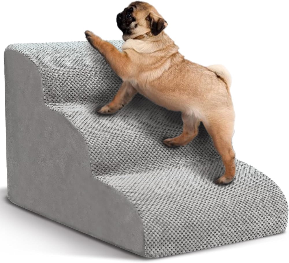 Extra Wide 3-Tier High Density Foam Dog Stairs