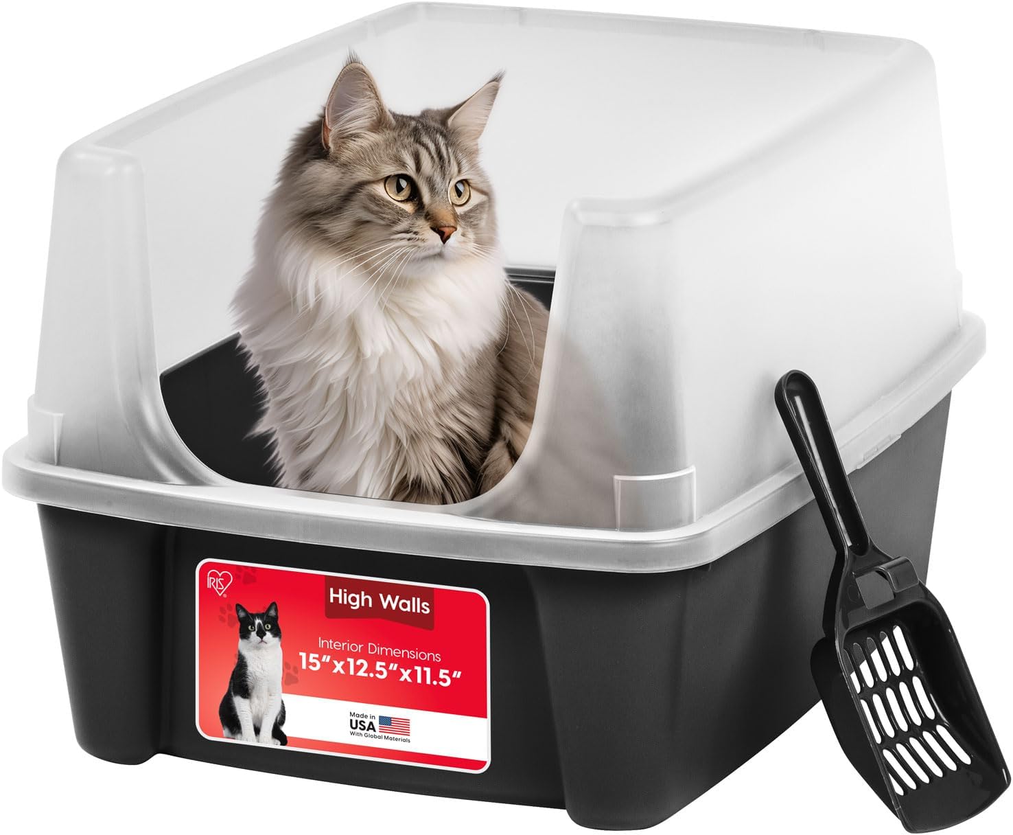 IRIS USA Large High Sided Cat Litter Box