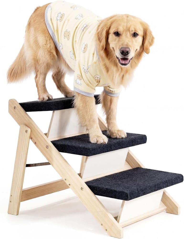 MEWANG Wood Pet Stairs, 3-Step, 19.5 Inch